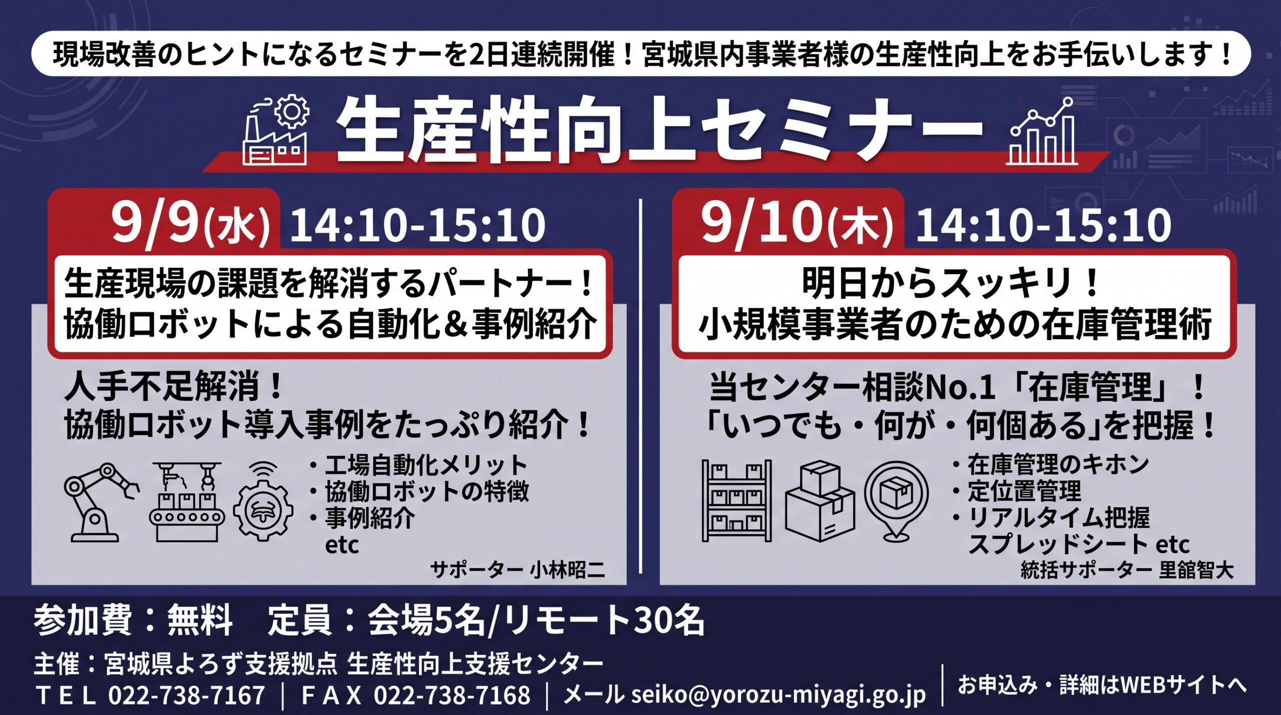 9月度「生産性向上セミナー」のご案内